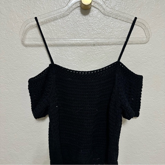 VINCE Cold-Shoulder Crochet-Knit Cotton Top size S - Picture 7 of 14